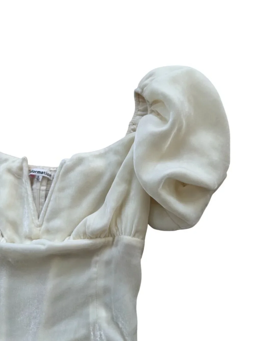 REFORMATION Cream Velvet Puff Sleeve Top Size 2